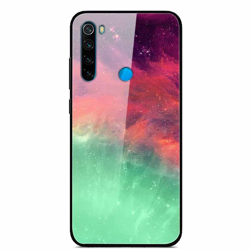 For Xiaomi Redmi Note 8T Case Tempered Glass Cover Print Back Cover Hard Cases For Coque Redmi Note 8 T Note8T Capa Phone Funda