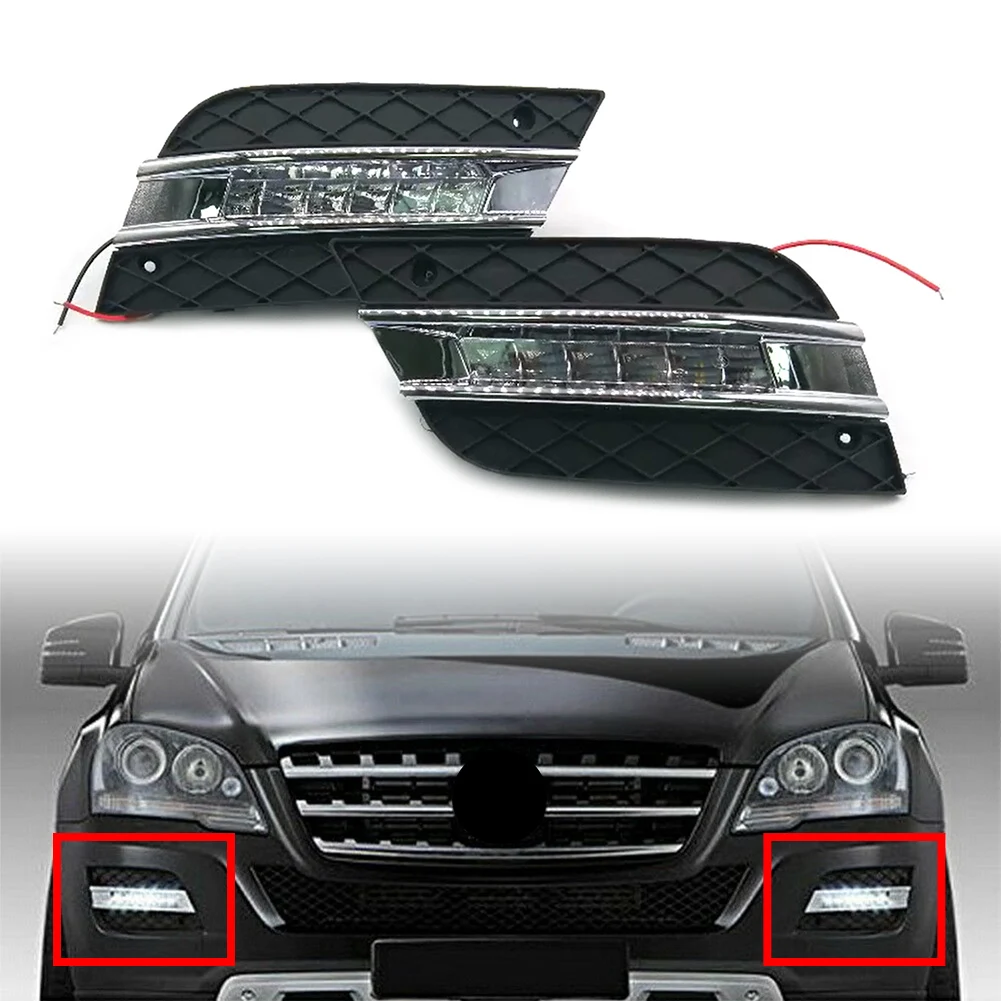 1Pair Car Front Bumper Daytime Running Lights LED DRL For Mercedes Benz W164 M-Class ML320 ML350 ML500 ML550 ML63  2009-2011