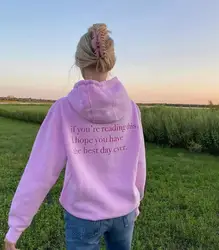 Sugarbaby If you're reading this Funny Quote Hoodie Fashion Women Aesthetic Cotton Pink Hoody Sweatshirt 90s Outfit Drop Ship
