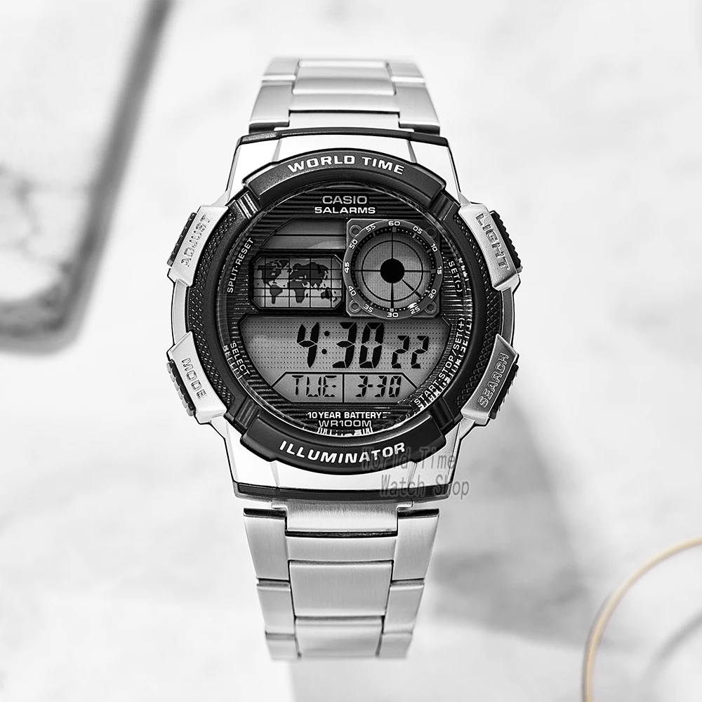 Casio Uhr für Männer 10 Jahre Batterie Uhr Männer führte digitale 100m wasserdichte Quarz Sport Militär Männer Uhr Uhr Relogio AE-1000W