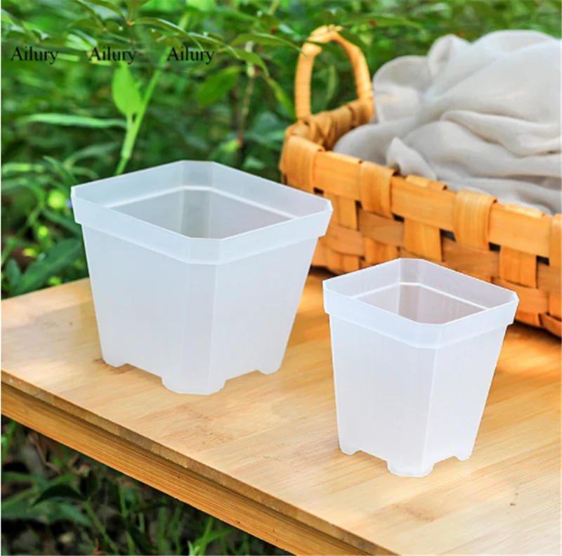 

Plastic Transparent Small Square Pot Thickened Octagonal Flowerpot Succulent Bracket Tray Mini Green