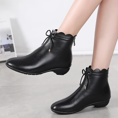 GKTINOO New Women Real Leather Ankle Boots Soft Bottom Zipper Shoes Woman Winter Warm Shoes Fashion Short Boots Big Size 34-43