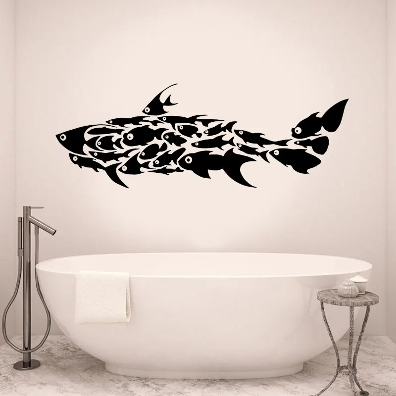 

Large Size Sea Ocean Shark Fish Wall Sticker Vinyl Home Decoration Bathroom Bedroom Decals Waterproof Self Adhesive Mural 4077