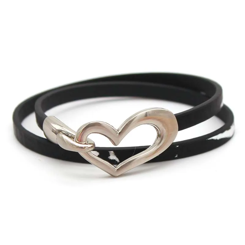 TOTABC Newest Design Black Simple love Leather Charms Bracelet for Women Simple Blank Design Amazing Width Bracelet & Bangle