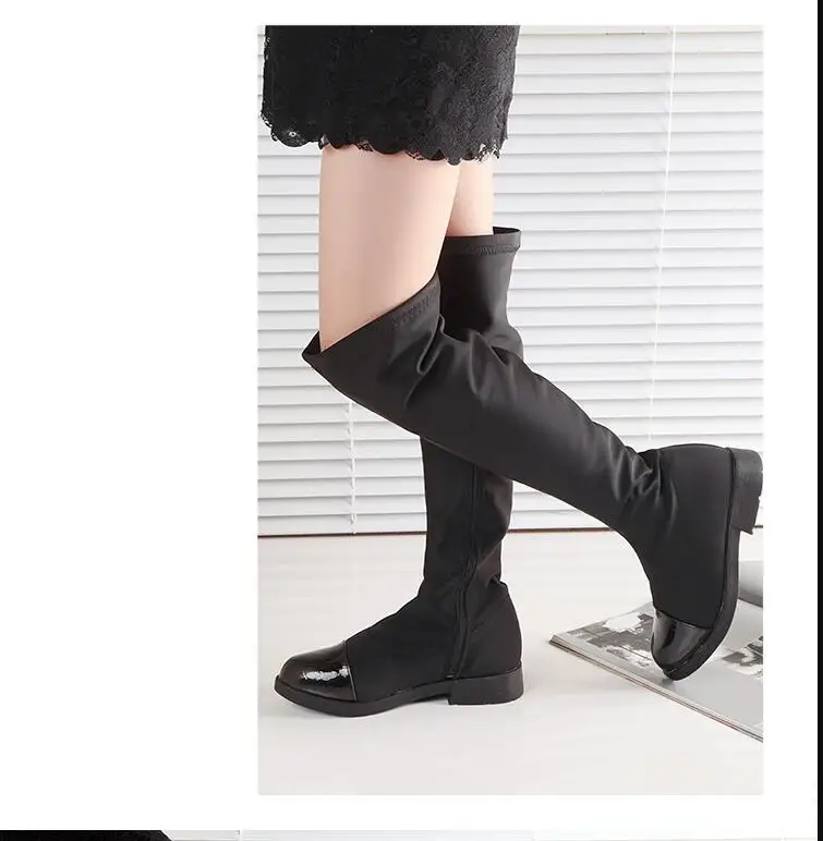 New high quality Genuine leather Girls Long Snow Boots 25-37 Winter Black boots for Plush Warm Shoes for girls kids Sport Shoes