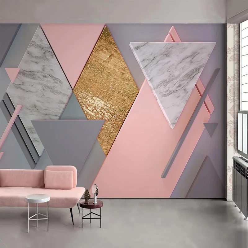 

Custom Photo Wallpaper 3D Nordic Style Pink Rhombus Geometry Murals Living Room Bedroom Wall Painting Papel De Parede 3D Fresco