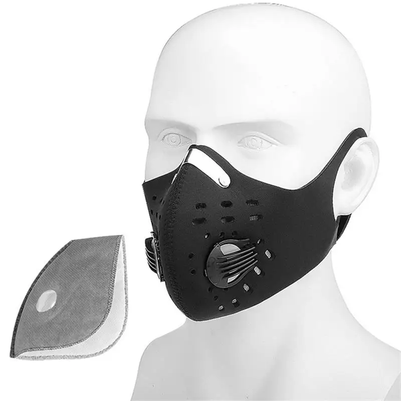 SALE Washable Sports Training Cycling Mask With Filters Activated Carbon PM2.5 Anti-Pollution Cycling Face Mask With Earloop