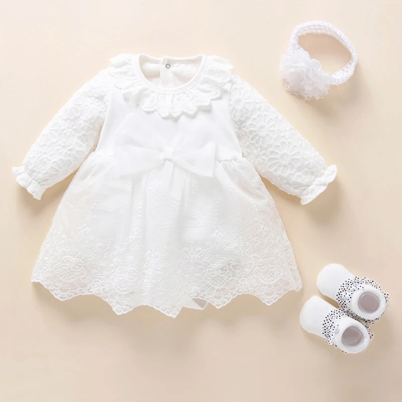 Newborn Baby Girl Dress Baptism Dress White Christening Clothes For Baby Girl Lace Vestido Bebe Robe Bapteme 3 6 9 Months