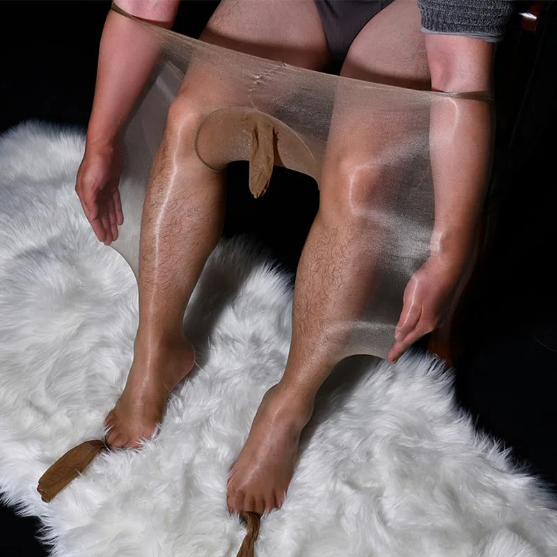 

Plus Size Sexy Lingerie Men Sissy Stockings Glossy Ultra Thin Sheer 1D Penis Sheath Cock Pouch Pantyhose Tights Gay Wear