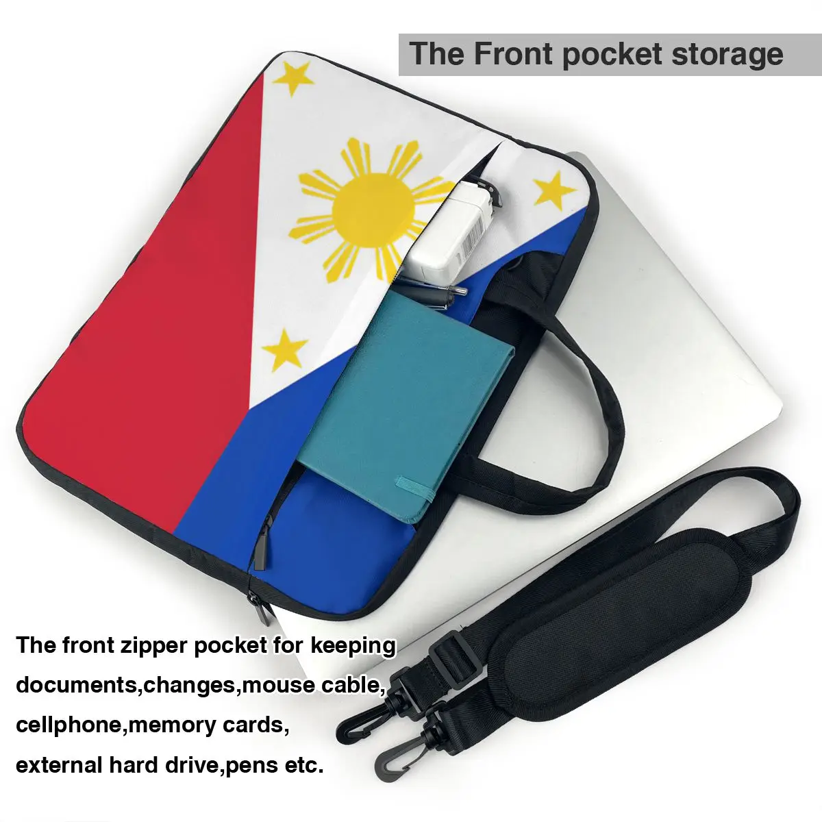 Republic Of The Philippines National Flag Laptop Bag Case Protective Vintage Computer Bag Bicycle Crossbody Laptop Pouch