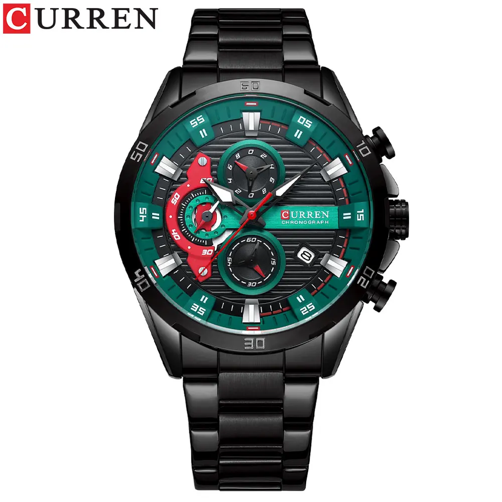CURREN Edelstahluhren für Herren, kreative Mode, leuchtendes Zifferblatt mit Chronographenuhr, männliche Freizeitarmbanduhren 6