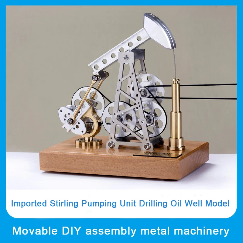 Imported Stirling Pumping Unit Drilling Oil Well Model Movable DIY Assembled Metal Mechanical Toy