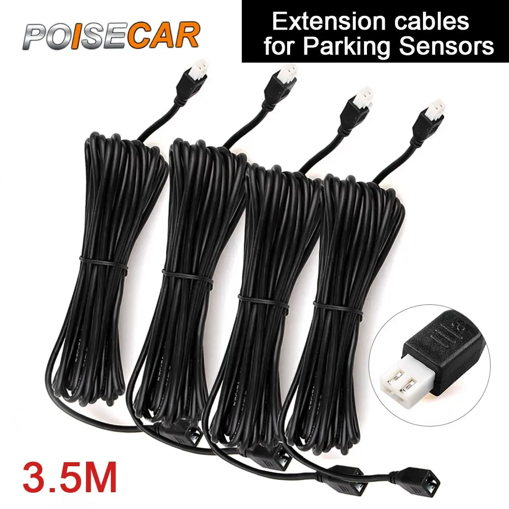 4pcs 2 Pin Pure Copper Extension Cable For The Reversing Radar for Parking sensors 3.5 Meters Extension Radar Cable