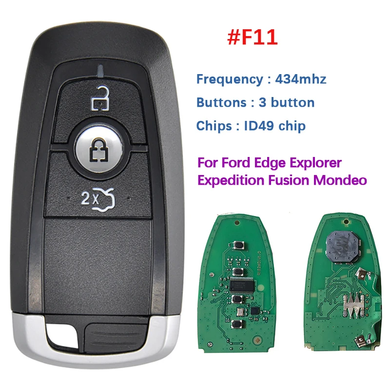 

CN018109-F11 3 Button Aftermarket Ford Edge Explorer Expedition Fusion Mondeo Replacement Remote Key With 434 Mhz 49 Chip