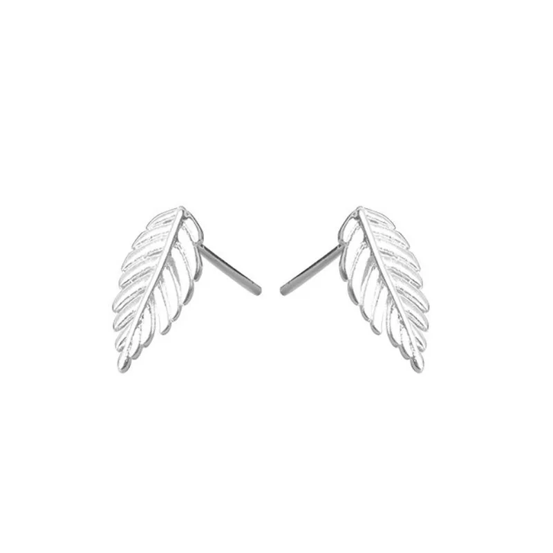 KOFSAC Fashion 925 Sterling Silver Earrings for Women Simple Cute Feather Stud Earring  Lady Essential Daily Use Jewelry Gifts