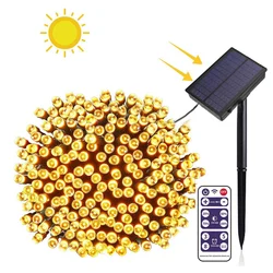 20/50M Upgrade Solar Panel Solar LED String Light With Remtote Outdoor Garden Patio Christmas Holiday Park Garland Light