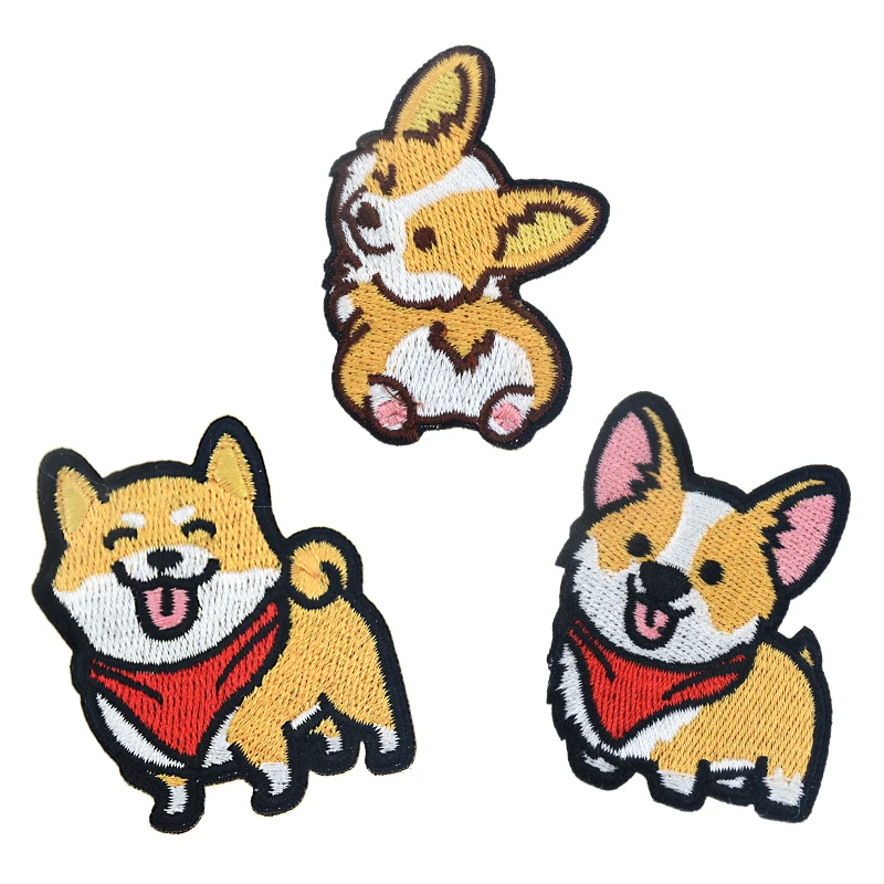 Corgi / dachshund / husky Patch Embroidery Patches For Clothing Cute Dog Animal Iron-On Patches On Clothes