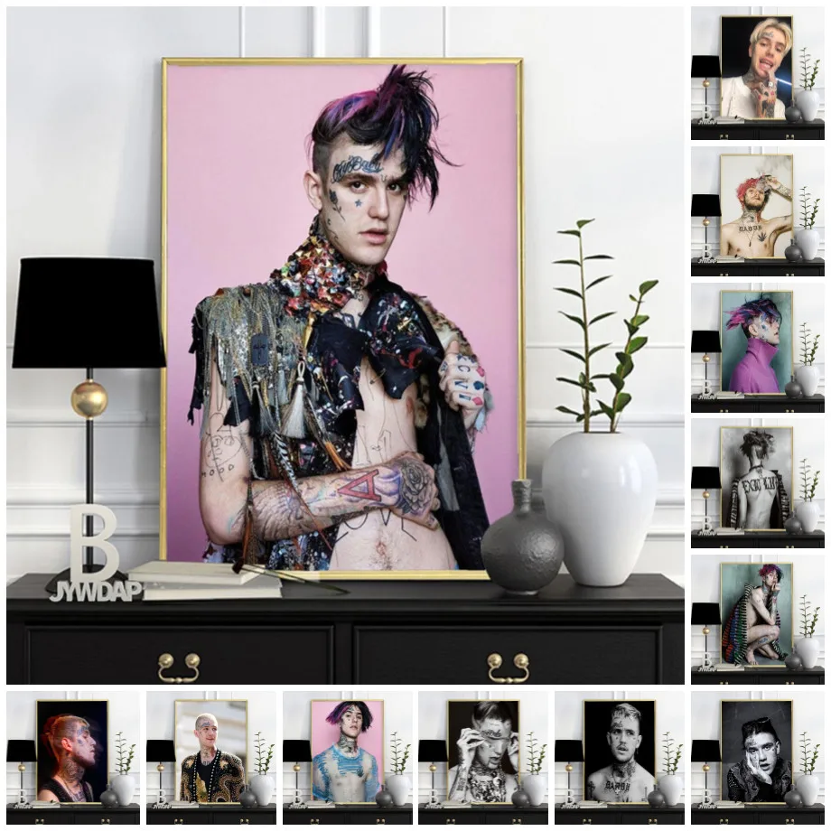 Rapper Lil Peep Rap Music Star Posters and Prints Hip Hop Art Wall Pictures Canvas Painting Bar Wall Decorative for Home Decor