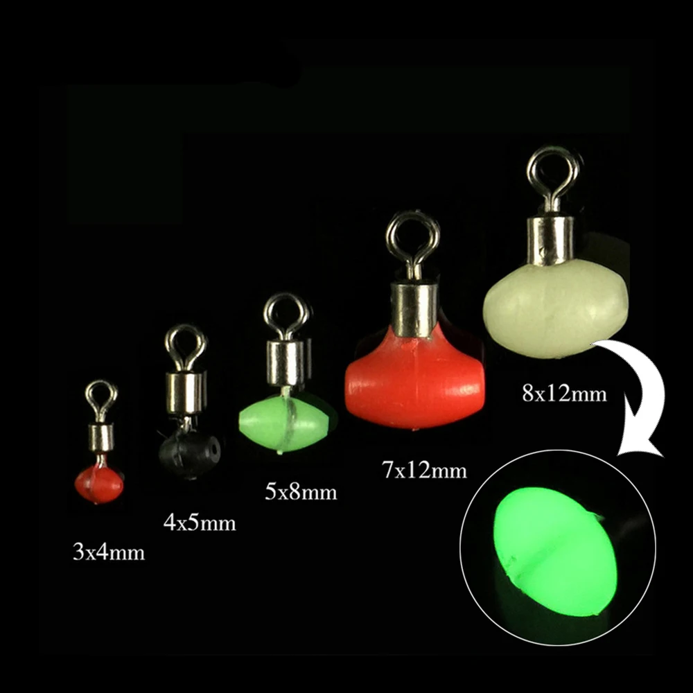 10 PCs/Set Cross-Line Fishing Swivels Connect T Shape Pulley Slide Bead Rig Connector Luminous Green Fishing Terminal Tackle