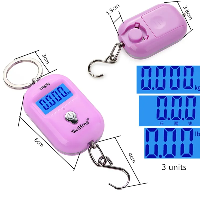 Imagem -02 - Mini Escalas de Mala de Viagem Balança de Gancho Digital Pendurado Pesando Peso Ferramenta Peso Eletrônico Steelyard 40 de Desconto 25kg 5g