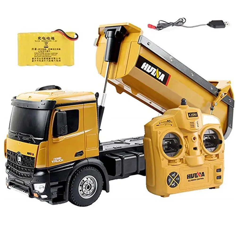 Upgrade Huina 573 Remote Control Dump Truck Remote Control Project Large Earth Truck Charging Car Children\'s Boy Toys