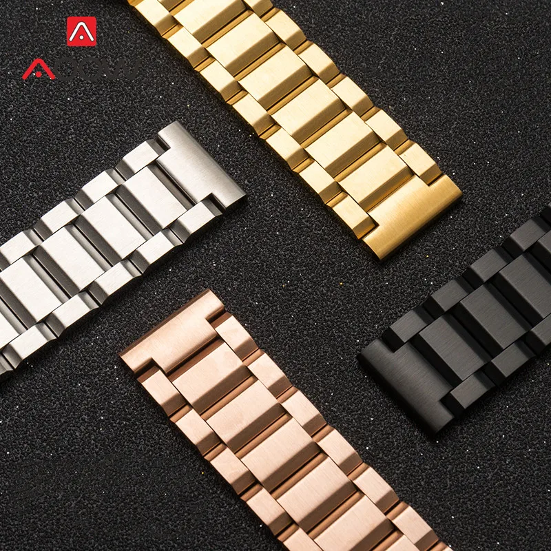 18 19 20 21 22mm 23mm 24mm 25mm Solid Stainless Steel Strap Watchband Metal Folding Buckle Replacement Band Watch Accessories