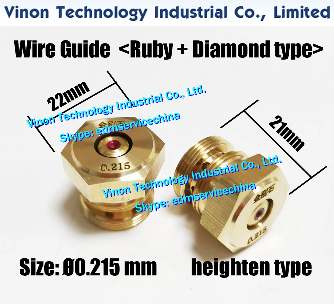 

Ø0.215mm EDM Parts Molybdenum Ruby Guide Heighten type D22x21Hmm (Ruby+Diamond type) used for RUIJUN Medium Speed Wire Cutting