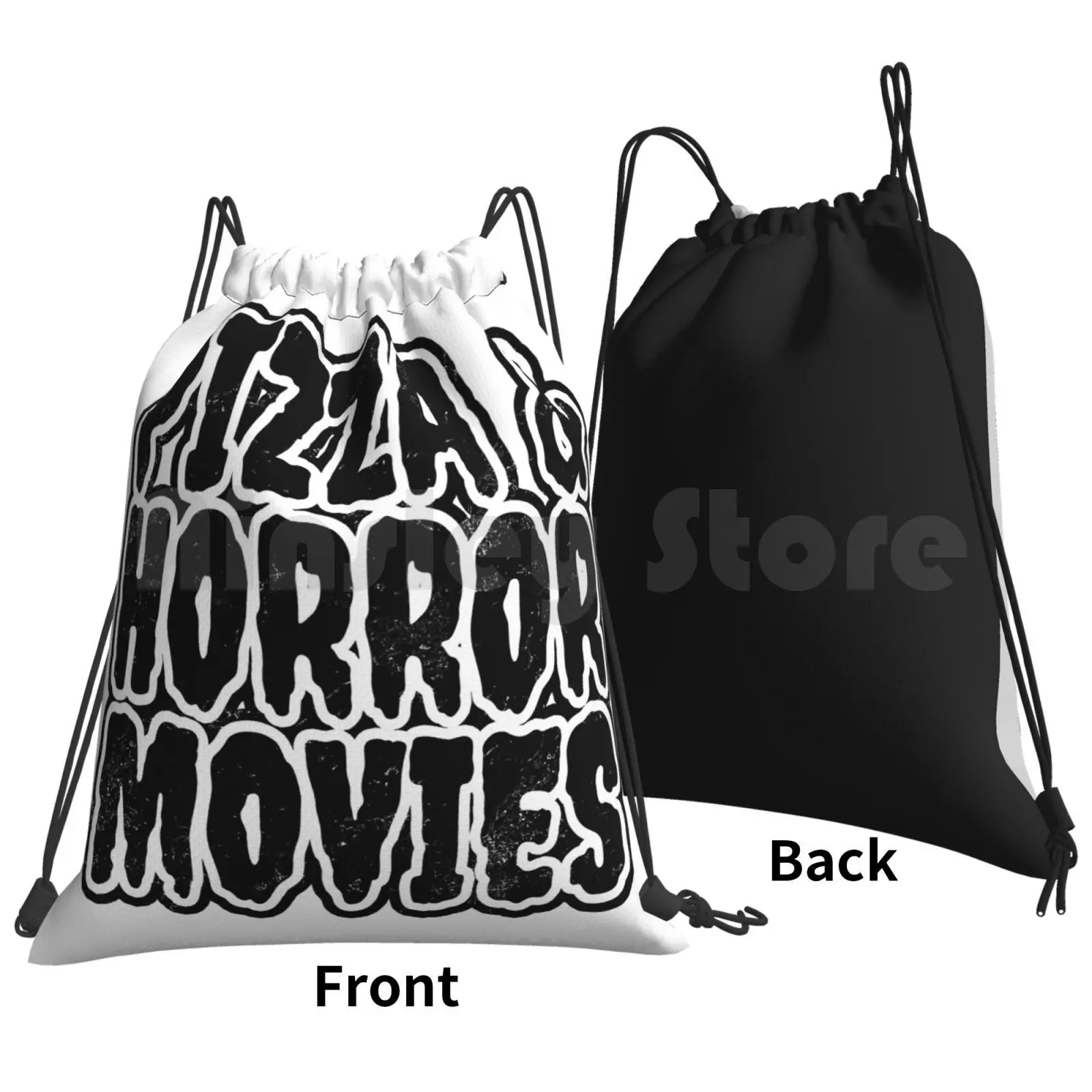 Pizza And Horror Movies Backpack Drawstring Bag Riding Climbing Gym Bag Horror Horror Lover Horror Fan Horror Queen Horror