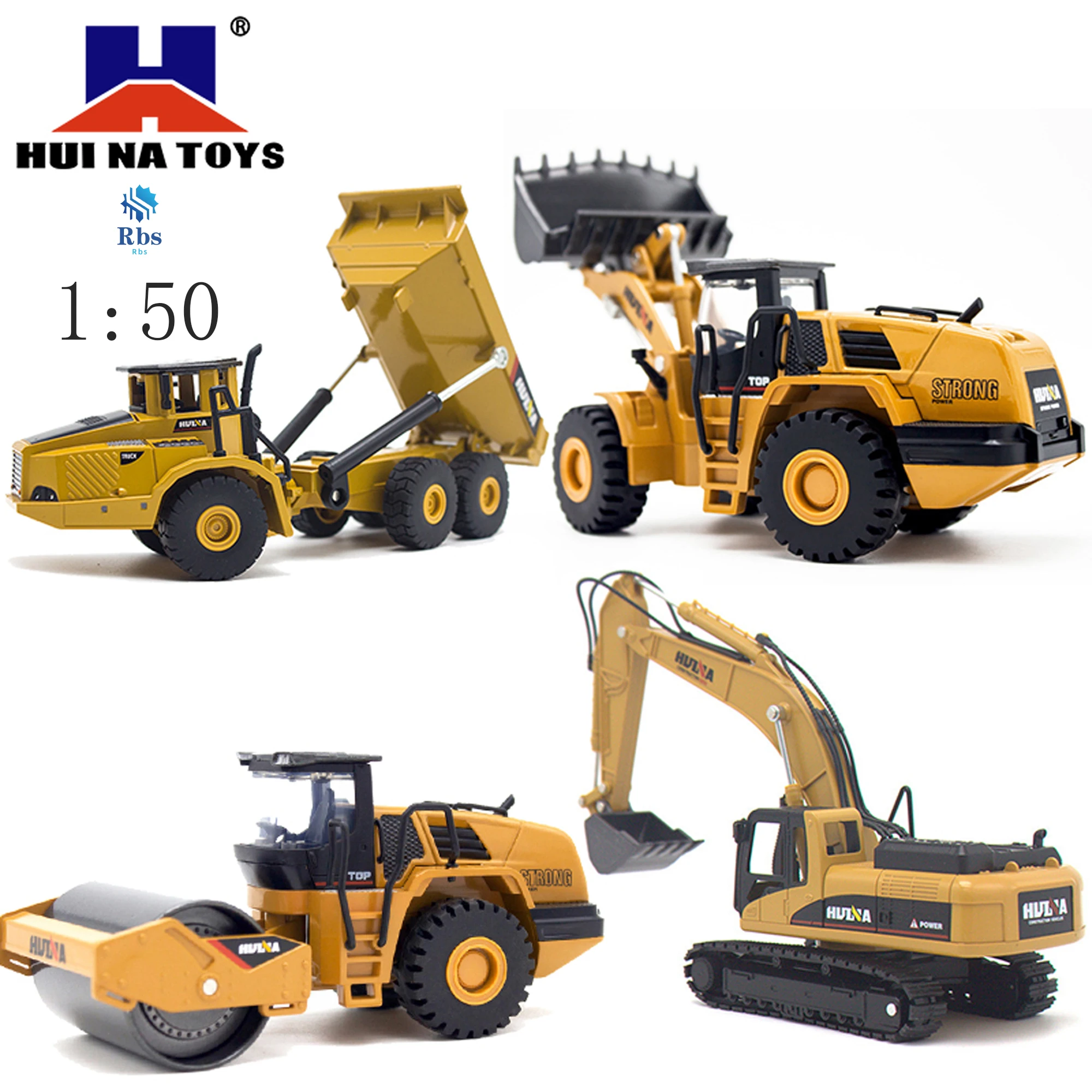 Huina 1:50 excavator dump truck wheel loader diecast metal model construction vehicle toys for boys birthday gift car collection