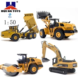 Huina 1:50 excavator dump truck wheel loader diecast metal model construction vehicle toys for boys birthday gift car collection