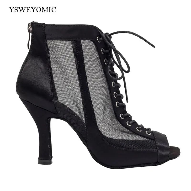 New Arrival Ankle Dance Boot Black Color Customize Color Heels 7cm Bachata Latin Salsa Trainning Dance Shoes Latin Women