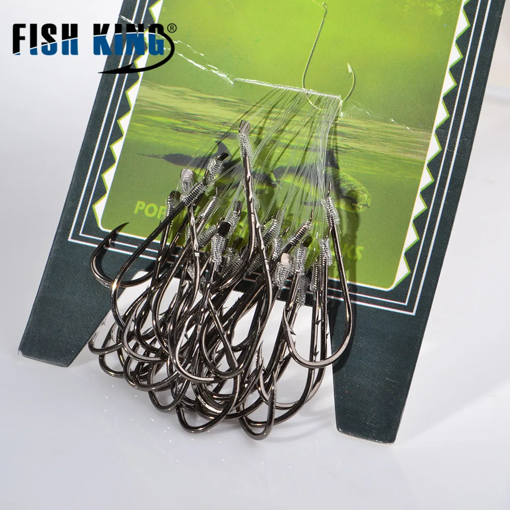 

KISH KING 30Pcs/Pack Carp High Carbon Steel Barbed Hook With Fishing Line 2 Slice Sharp Bass Fishhooks Fishing Goodss