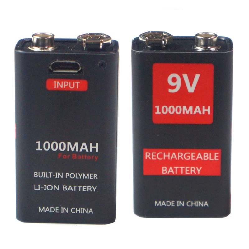 1000mAh micro USB 9 li-ion Rechargeable Battery 6F22 9V Lithium Battery for RC Helicopter Model Microphone Toy