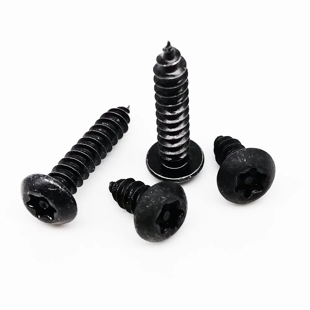 HZYUEGOU 20 Stück M2.9 M3.9 Schwarze Kohlenstoffstahl-Torx-Senkkopfschrauben mit Sicherheitsstift und selbstschneidender Holzschraube – Detail 2