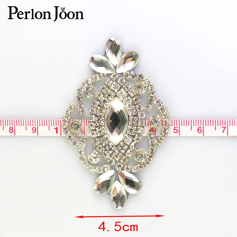 4pcs DIY silver iron on crystal leaf rhinestone patch glass hot fix applique decoration shoes wedding dress accessories TJ065