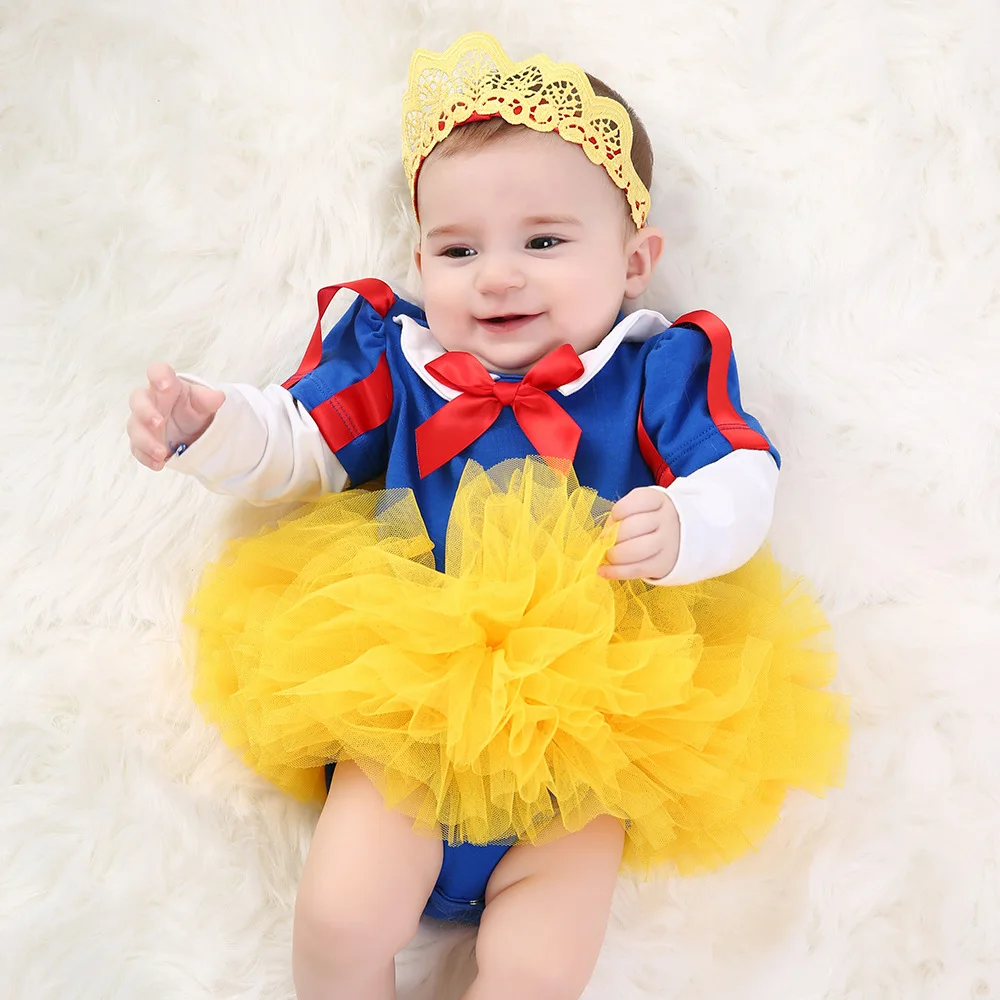 Conjunto de ropa de dibujos animados de algodón para bebé, Pelele de cumpleaños, vestido de tutú y Diadema, 3 uds.