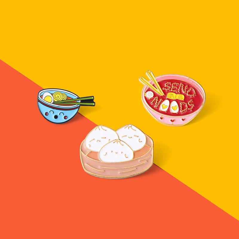 

Japanese ramen enamel Pin Cute Blue bowl chopsticks Brooches cartoon food lapel Pins Badges Delicious noodles Jewelry Satisfying