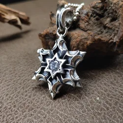 BOCAI New Solid Pure s925 Silver Pendant for Men Jewelry Personality Street Hip-hop Punk Gothic Hexagram Dark Aesthetic Pendant