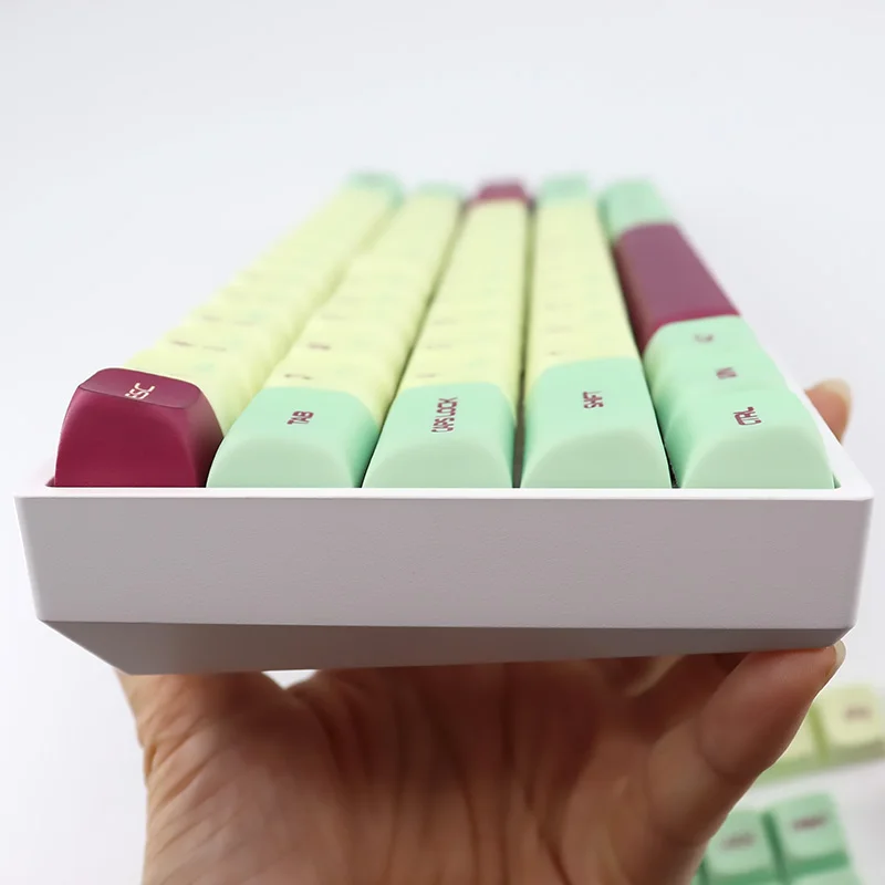 Teclas PBT para interruptor mecánico Cherry Mx Gateron, teclas con sublimación Similar al perfil XDA, color verde claro y amarillo, 108