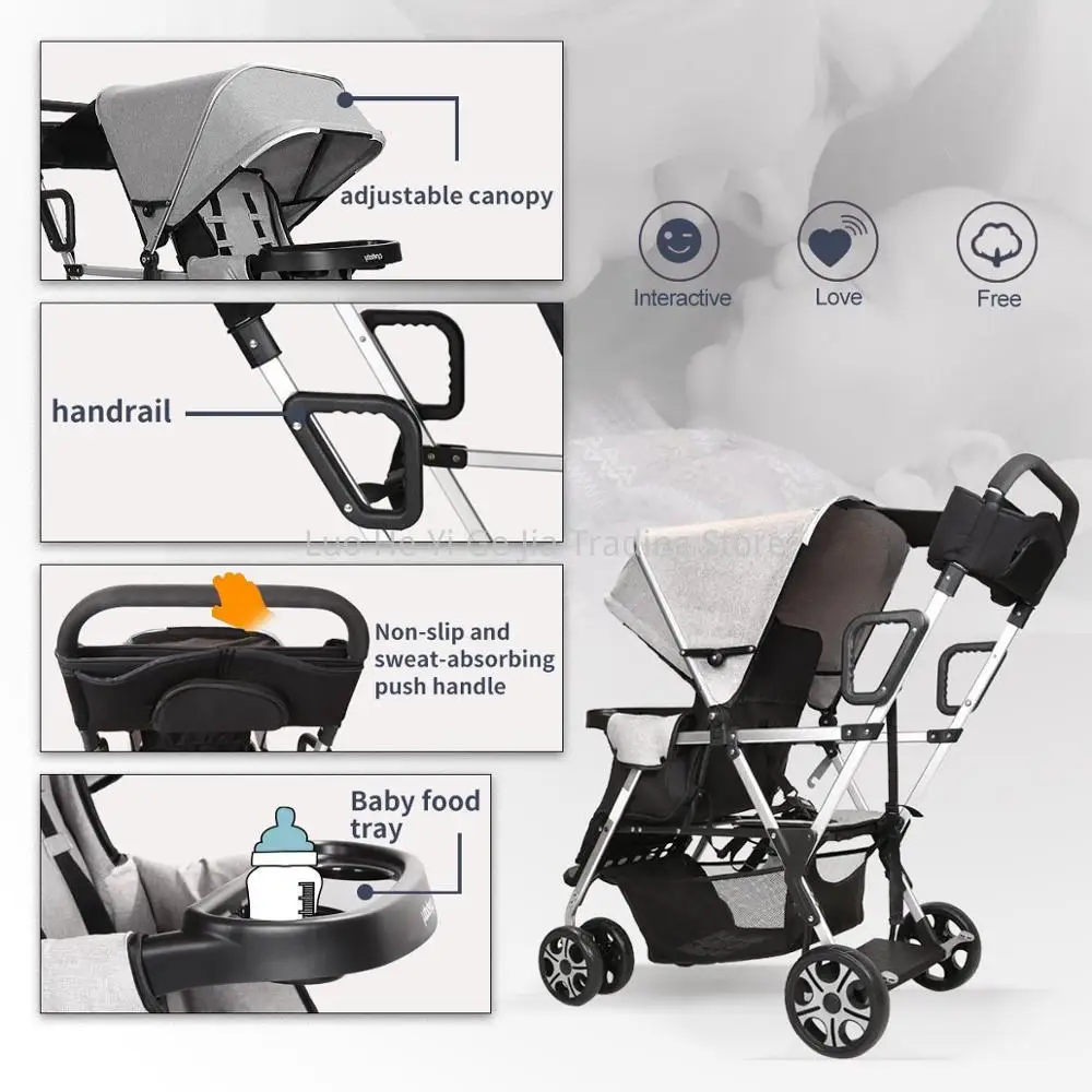 Chatière Cheshire pour enfants, poussette double pour enfants, pratique pour 2 enfants assis/debout, possède TcirconférPram