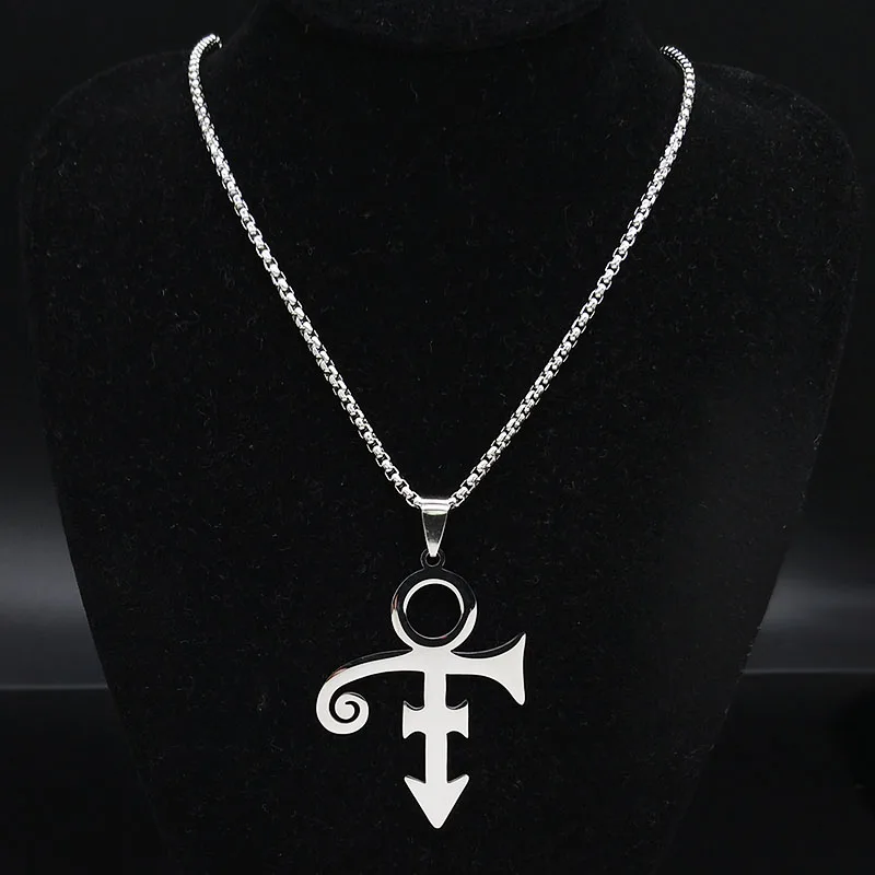RIP Memorial Symbol Love Logo Steampunk Stainless Steel Necklace Women The Minimalism Artist Love Symbol Prince Necklace Jewelry