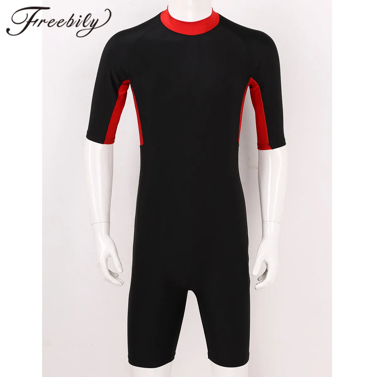 Men's Half Sleeves Leotard Bodysuit, Male One Piece Swimwear, Beach Jumpsuit, Swimming Bodysuit, Surfing, Beach Wetsuit, Summer