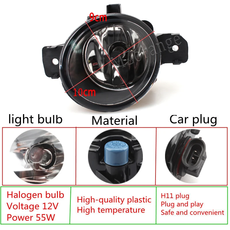 2pcs Foglight Assembly For Nissan Qashqai Qashqai+2 J10 Car H11 Fog Light Kit Lampshade + Bulb DRL 12V 2007-2013 Fog lights