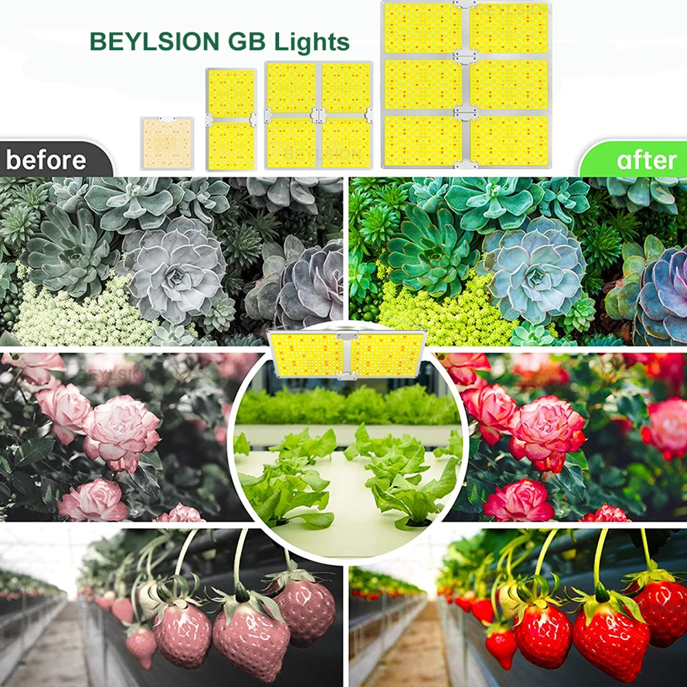 BEYLSION 600W-1200WMAX Quantum Board Grow Light Set Grow Tent LED Kit Lamps Parts Plant Lightings Indoor Hydroponics Accessories