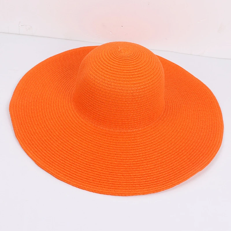 HT3062 Mode Große Große Breite Krempe Hut Solide Plain Floppy Strand Sonnenhut Packable Sommer Hüte für Frauen Dame Stroh hut Strand Kappe – Detail 15