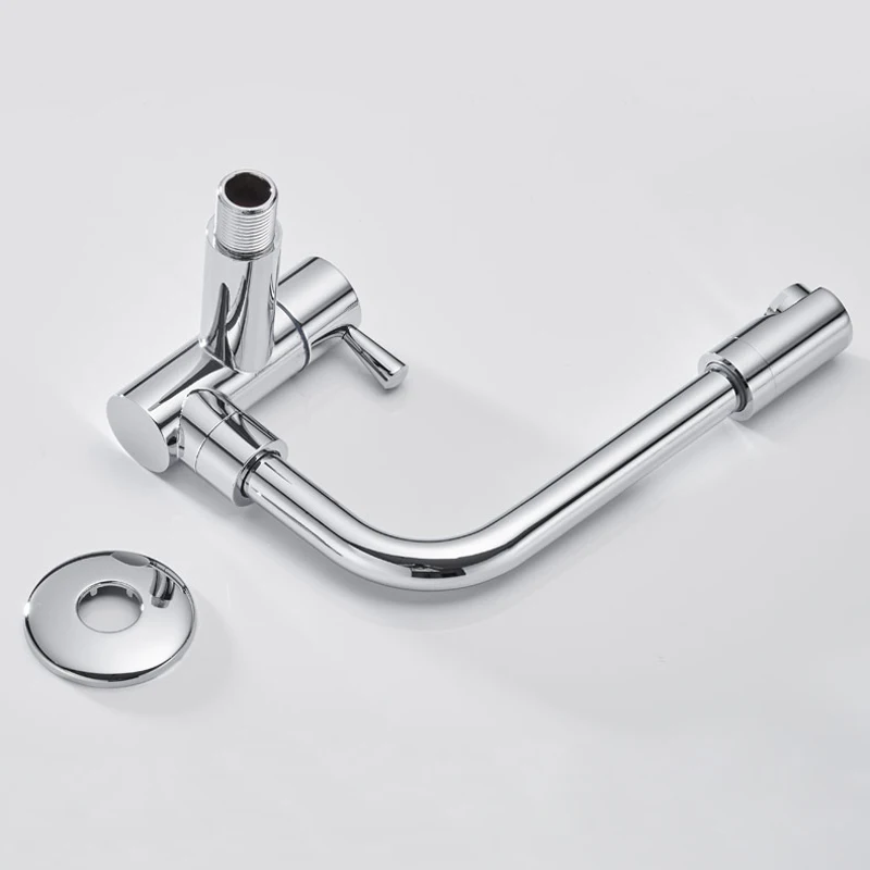 Economic Brass Wall Mounted Mop Pool Faucet Chrome Single Hole Washing Machine and Kitchen Sink Cold Water Taps 1220C