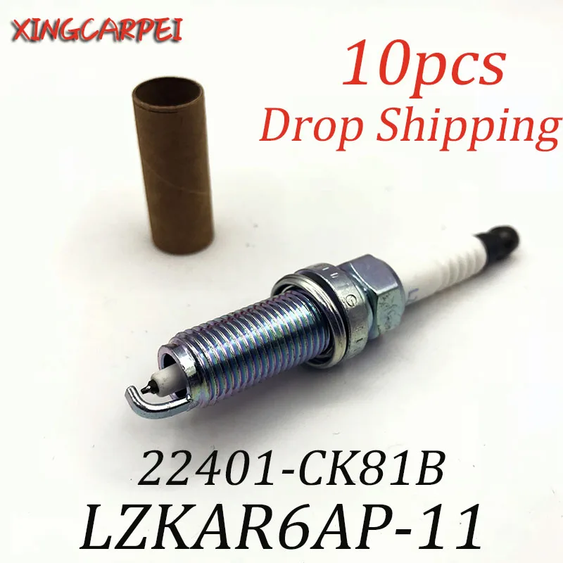 10pcs PLZKAR6A-11 22401-CK81B Iridium Spark Plugs Fit For NISSAN X-TRAIL QASHQAI NV200 MARCH Frontier LZKAR6AP11 22401CK81B