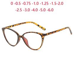 Leopard Frame 1.56 Aspheric Cat Eye Myopia Glasses With Prescription Women Men Single Vision Myopic Spectacles -0.5 -0.75 To -6