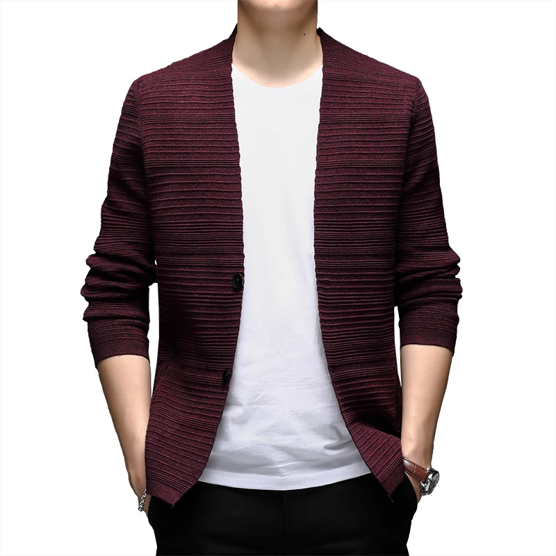 

Cardigan Men's Single Breasted Coat Spring Leisure Korean Sweater Jacket Male Long Sleeve Knitwear Cardigan