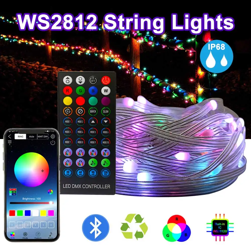 DC5V WS2812B Addressable Individually RGB String Light 3PIN USB Bluetooth Led Controller Music Full Color Waterproof IP67 5-25M